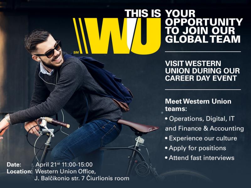 On April 21st there will be Career Day event at Western Union!